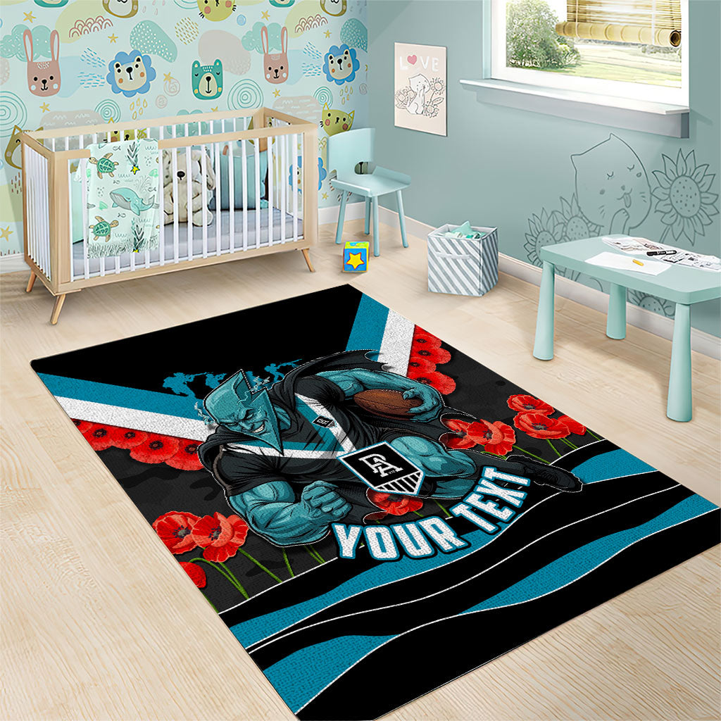 Personalised Port Adelaide Power ANZAC Area Rug Military Remembrance Australian Football Mascot Camouflage