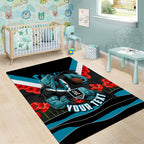 Personalised Port Adelaide Power ANZAC Area Rug Military Remembrance Australian Football Mascot Camouflage