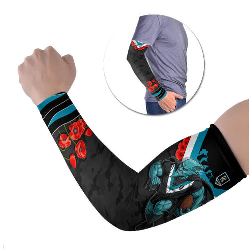 Personalised Port Adelaide Power ANZAC Arm Sleeves Military Remembrance Australian Football Mascot Camouflage
