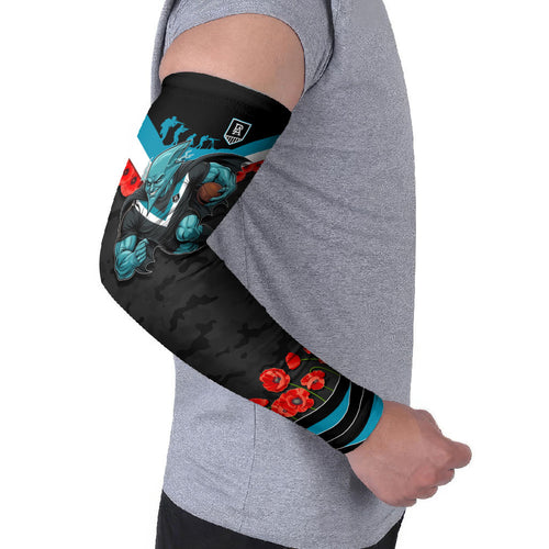 Personalised Port Adelaide Power ANZAC Arm Sleeves Military Remembrance Australian Football Mascot Camouflage