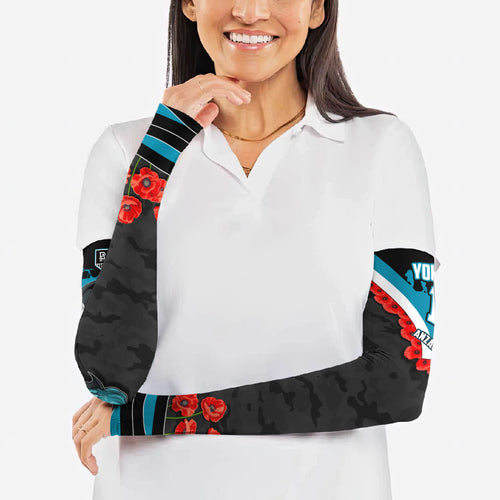 Personalised Port Adelaide Power ANZAC Arm Sleeves Military Remembrance Australian Football Mascot Camouflage