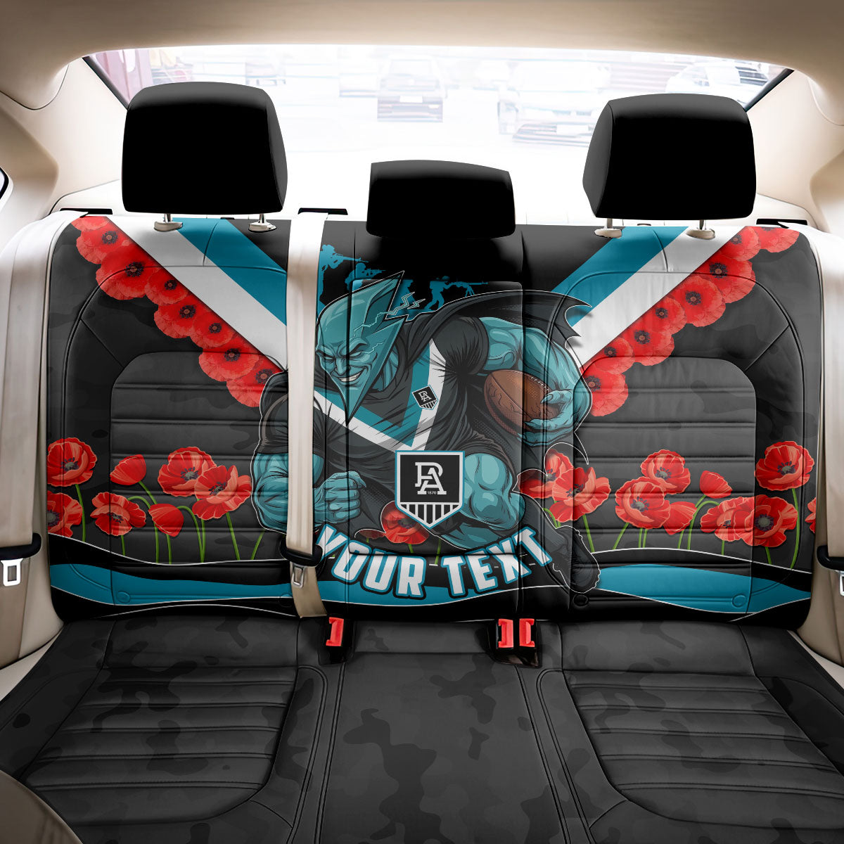 Personalised Port Adelaide Power ANZAC Back Car Seat Cover Military Remembrance Australian Football Mascot Camouflage