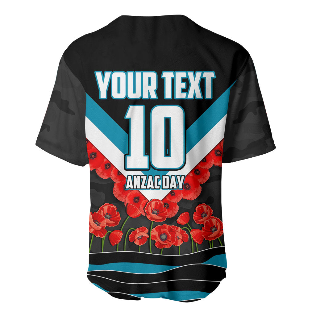 Personalised Port Adelaide Power ANZAC Baseball Jersey Military Remembrance Australian Football Mascot Camouflage