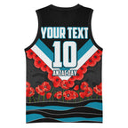 Personalised Port Adelaide Power ANZAC Basketball Jersey Military Remembrance Australian Football Mascot Camouflage