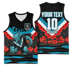 Personalised Port Adelaide Power ANZAC Basketball Jersey Military Remembrance Australian Football Mascot Camouflage