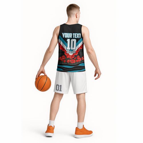 Personalised Port Adelaide Power ANZAC Basketball Jersey Military Remembrance Australian Football Mascot Camouflage