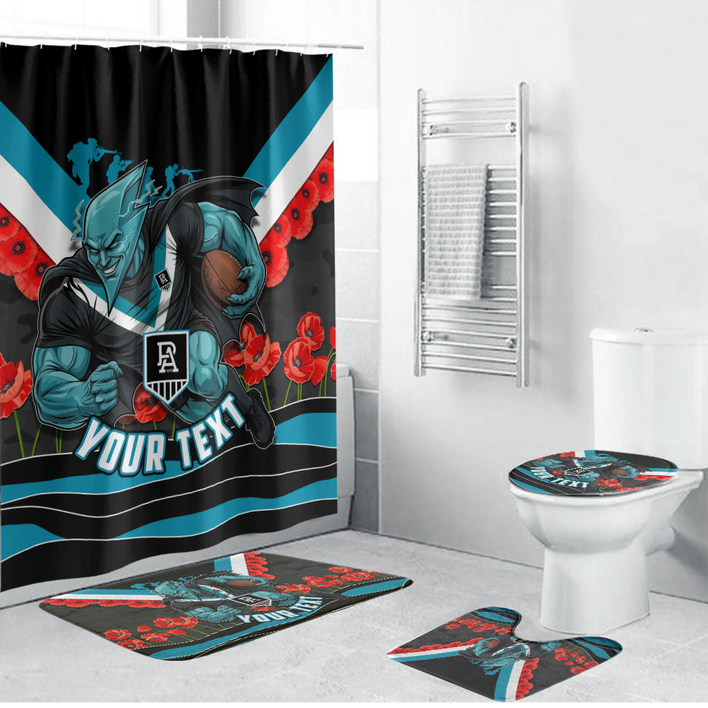 Personalised Port Adelaide Power ANZAC Bathroom Set Military Remembrance Australian Football Mascot Camouflage