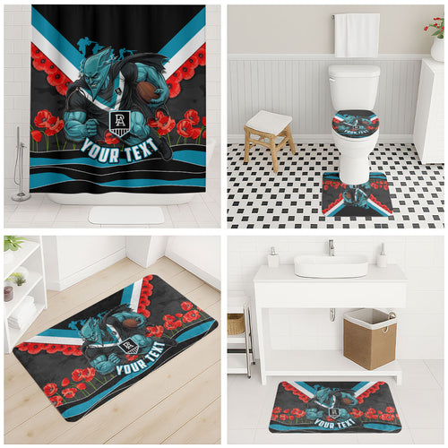 Personalised Port Adelaide Power ANZAC Bathroom Set Military Remembrance Australian Football Mascot Camouflage