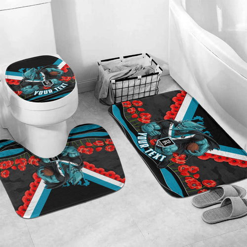 Personalised Port Adelaide Power ANZAC Bathroom Set Military Remembrance Australian Football Mascot Camouflage