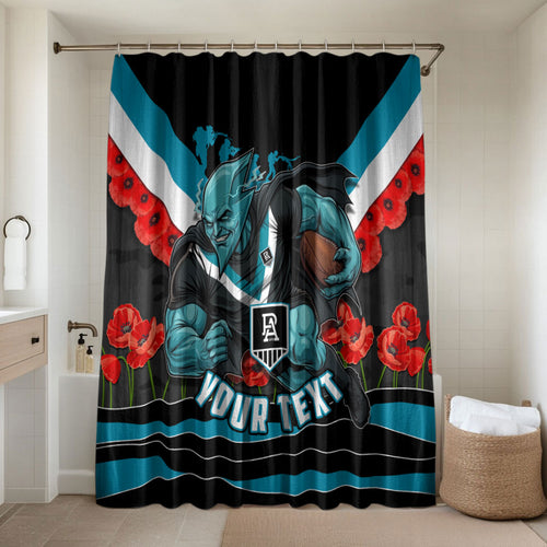 Personalised Port Adelaide Power ANZAC Bathroom Set Military Remembrance Australian Football Mascot Camouflage
