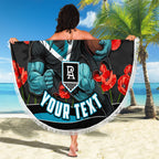 Personalised Port Adelaide Power ANZAC Beach Blanket Military Remembrance Australian Football Mascot Camouflage