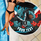 Personalised Port Adelaide Power ANZAC Beach Blanket Military Remembrance Australian Football Mascot Camouflage
