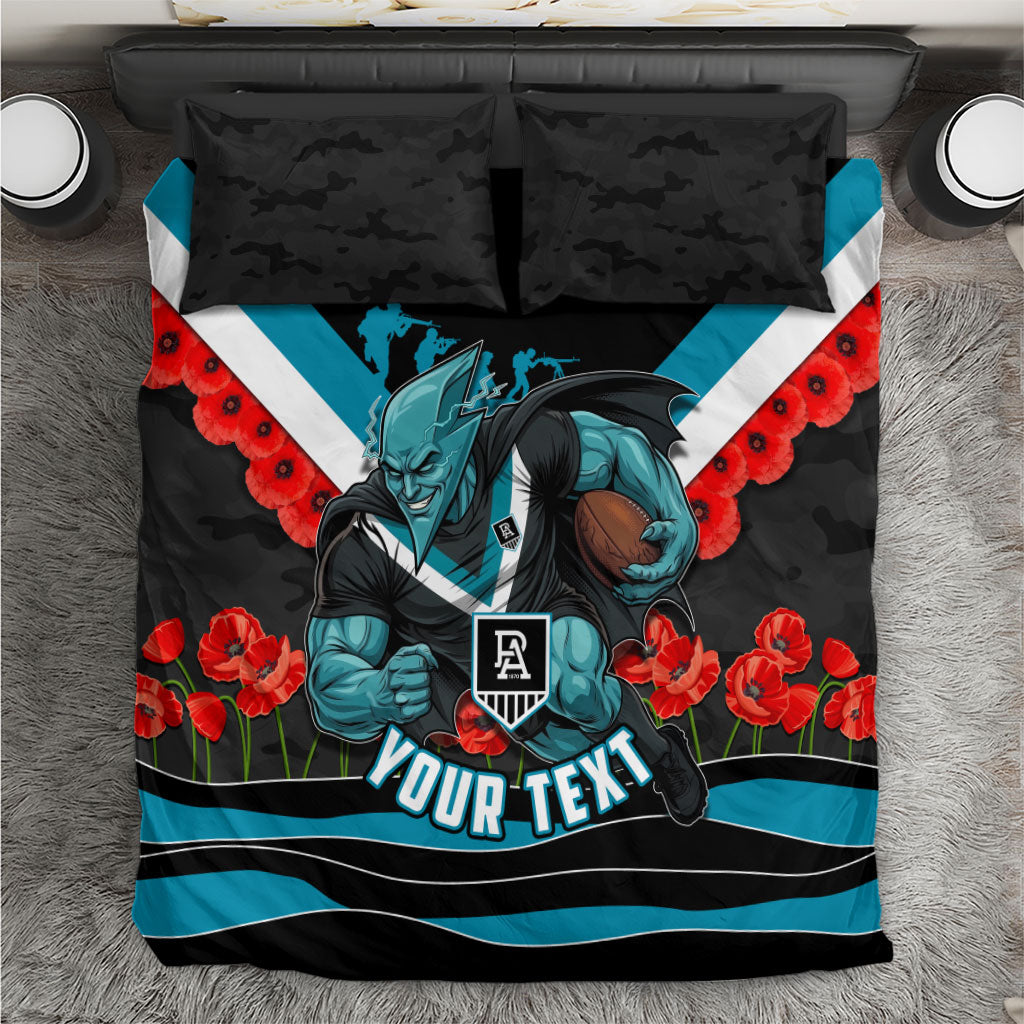 Personalised Port Adelaide Power ANZAC Bedding Set Military Remembrance Australian Football Mascot Camouflage