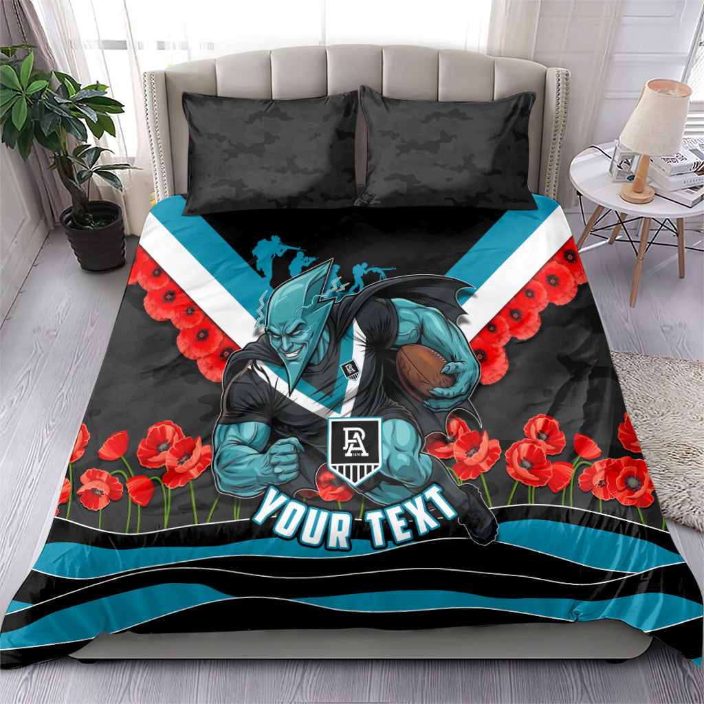 Personalised Port Adelaide Power ANZAC Bedding Set Military Remembrance Australian Football Mascot Camouflage