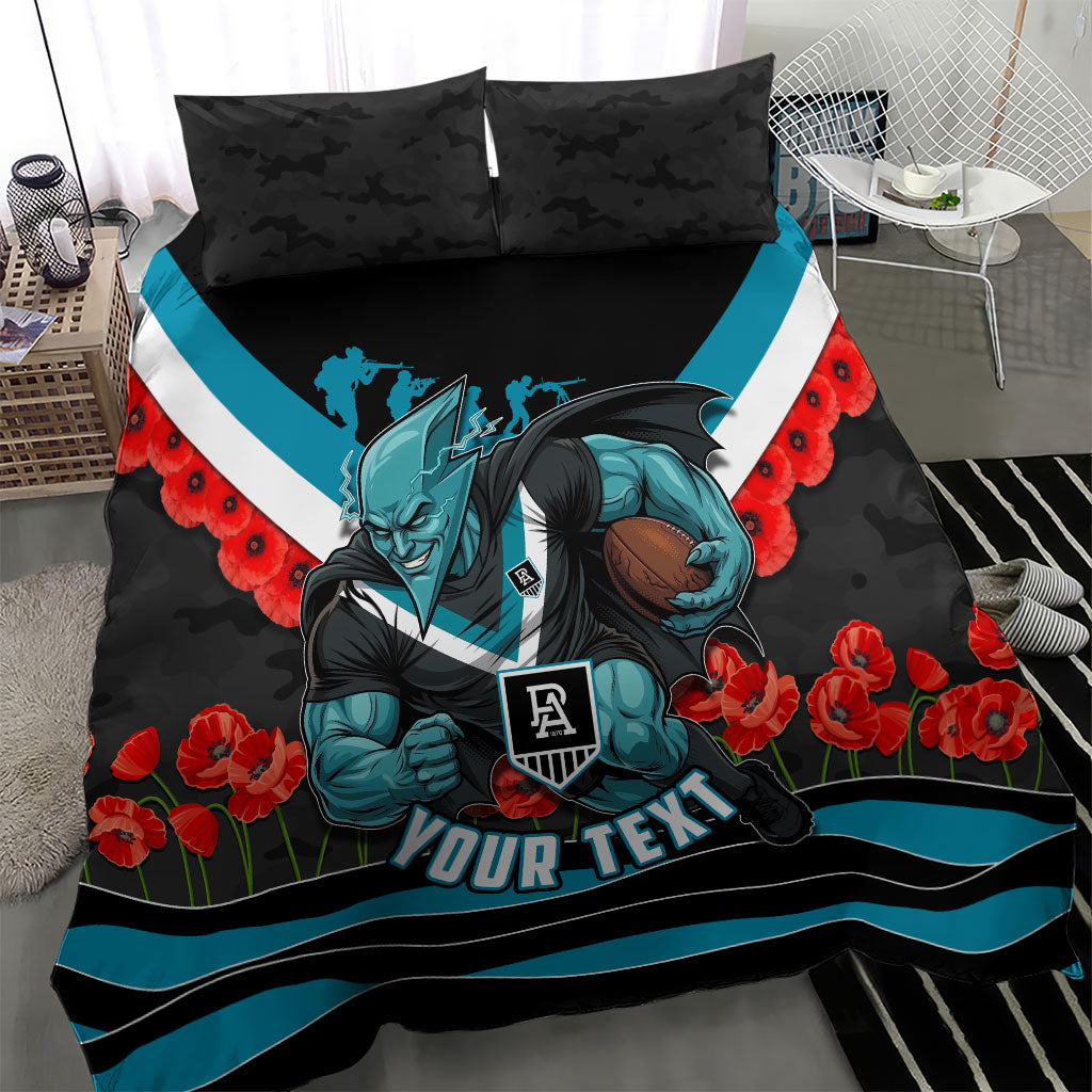 Personalised Port Adelaide Power ANZAC Bedding Set Military Remembrance Australian Football Mascot Camouflage