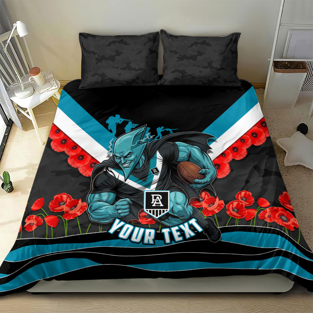 Personalised Port Adelaide Power ANZAC Bedding Set Military Remembrance Australian Football Mascot Camouflage