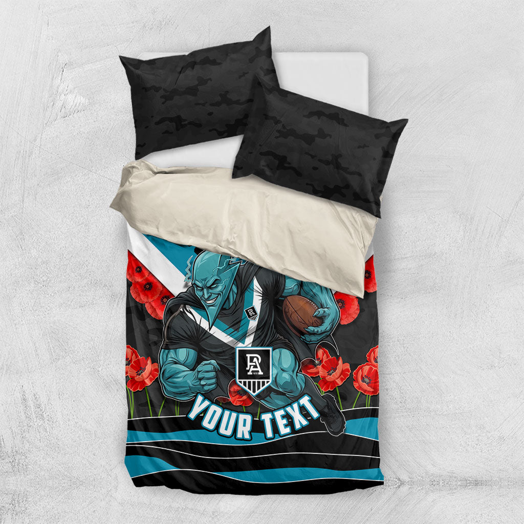 Personalised Port Adelaide Power ANZAC Bedding Set Military Remembrance Australian Football Mascot Camouflage
