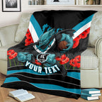 Personalised Port Adelaide Power ANZAC Blanket Military Remembrance Australian Football Mascot Camouflage