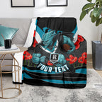 Personalised Port Adelaide Power ANZAC Blanket Military Remembrance Australian Football Mascot Camouflage