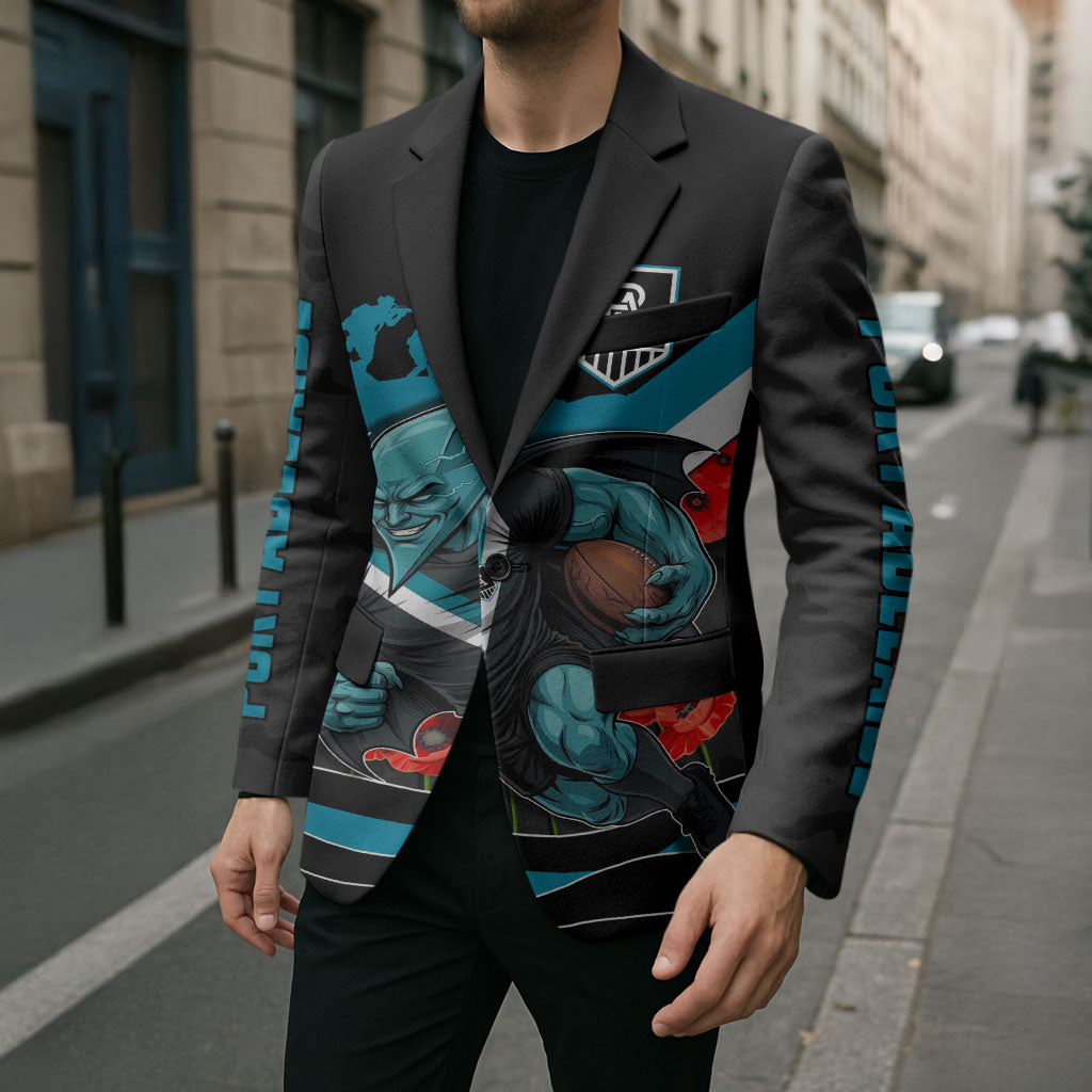 Personalised Port Adelaide Power ANZAC Blazer Military Remembrance Australian Football Mascot Camouflage