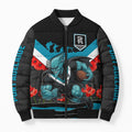 Personalised Port Adelaide Power ANZAC Bomber Puffer Jacket Military Remembrance Australian Football Mascot Camouflage