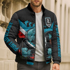 Personalised Port Adelaide Power ANZAC Bomber Puffer Jacket Military Remembrance Australian Football Mascot Camouflage