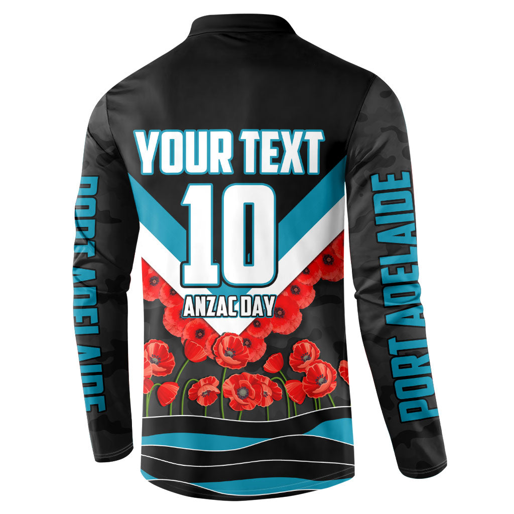 Personalised Port Adelaide Power ANZAC Button Sweatshirt Military Remembrance Australian Football Mascot Camouflage