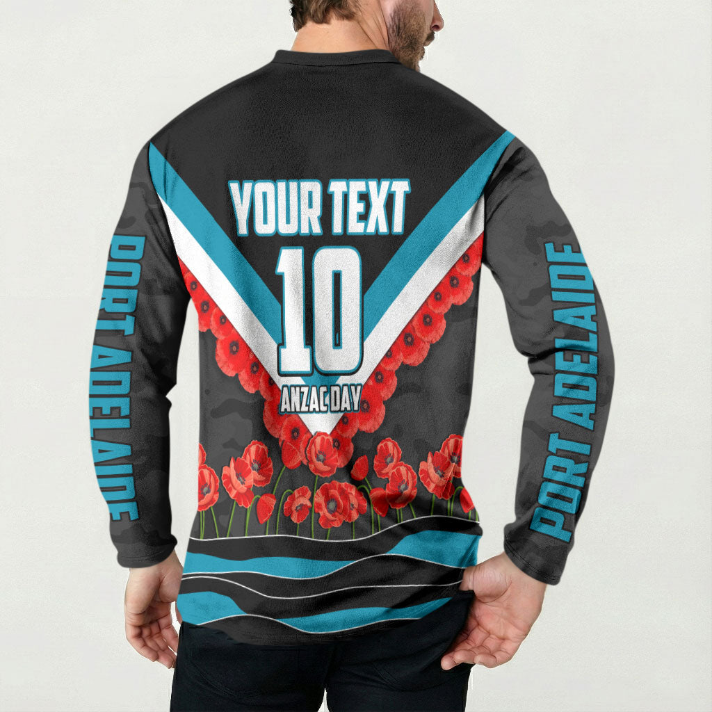 Personalised Port Adelaide Power ANZAC Button Sweatshirt Military Remembrance Australian Football Mascot Camouflage