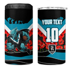 Personalised Port Adelaide Power ANZAC 4 in 1 Can Cooler Tumbler Military Remembrance Australian Football Mascot Camouflage