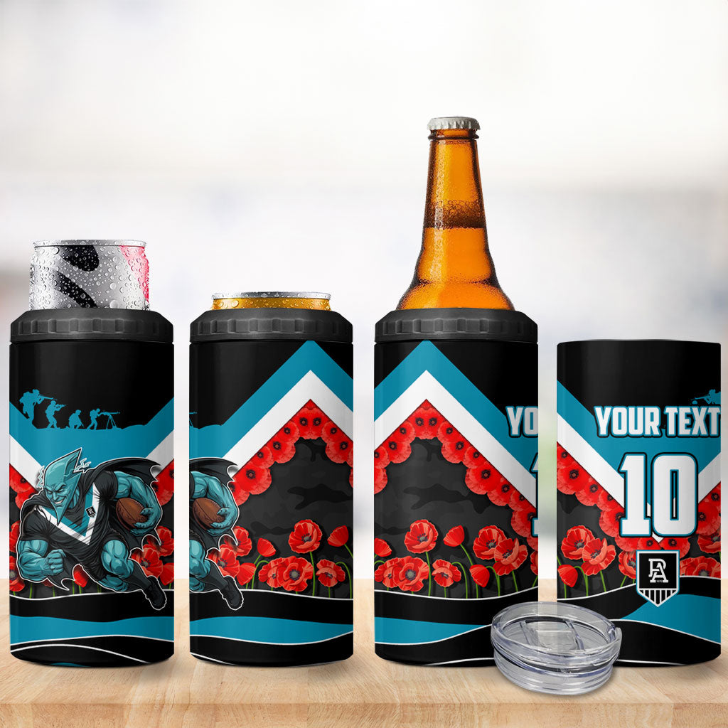Personalised Port Adelaide Power ANZAC 4 in 1 Can Cooler Tumbler Military Remembrance Australian Football Mascot Camouflage