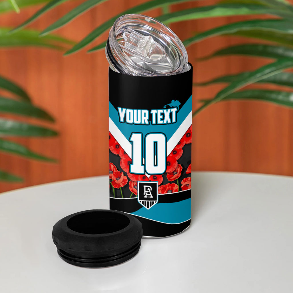 Personalised Port Adelaide Power ANZAC 4 in 1 Can Cooler Tumbler Military Remembrance Australian Football Mascot Camouflage