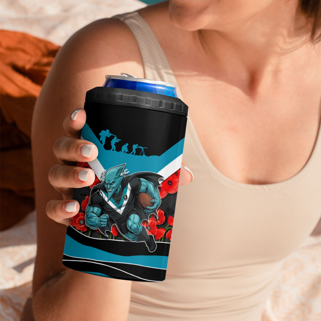 Personalised Port Adelaide Power ANZAC 4 in 1 Can Cooler Tumbler Military Remembrance Australian Football Mascot Camouflage