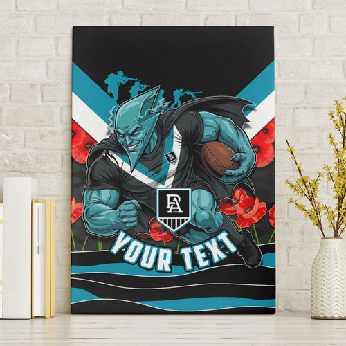 Personalised Port Adelaide Power ANZAC Canvas Wall Art Military Remembrance Australian Football Mascot Camouflage