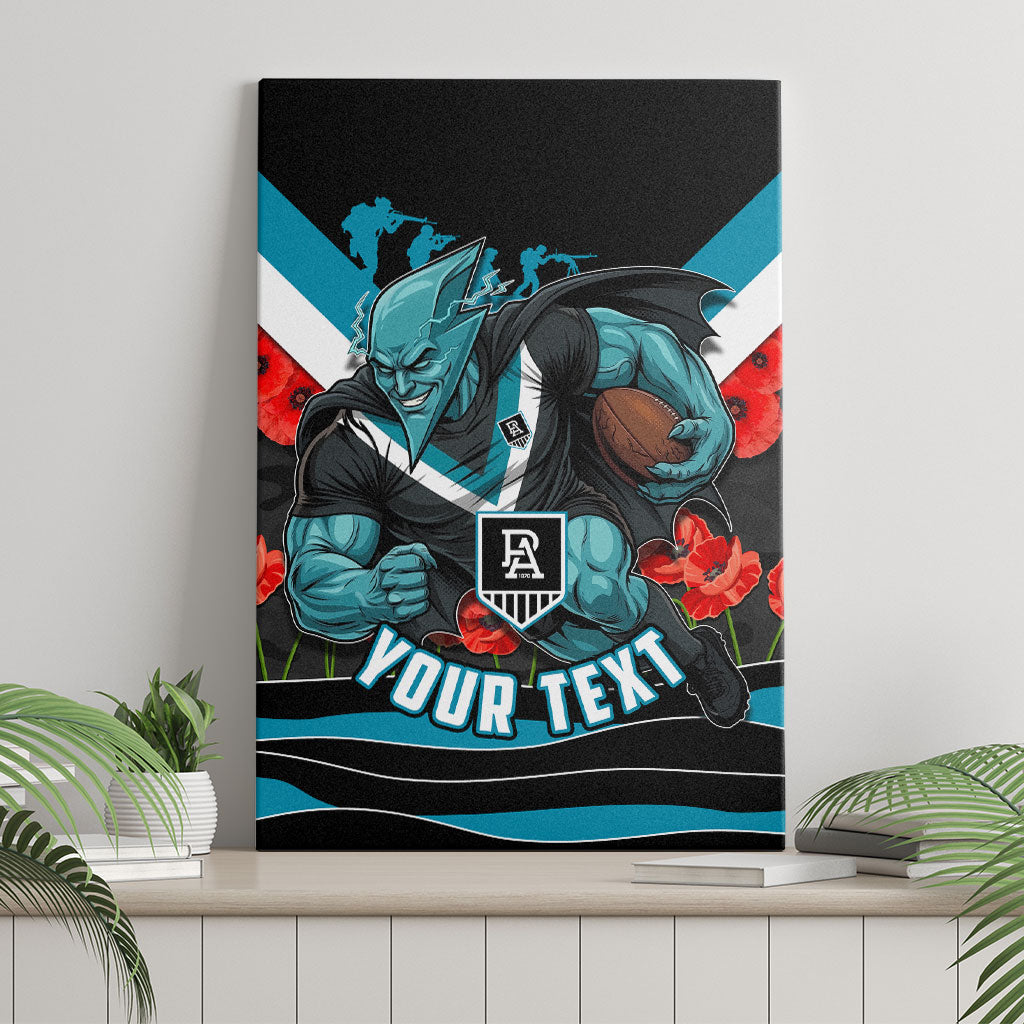 Personalised Port Adelaide Power ANZAC Canvas Wall Art Military Remembrance Australian Football Mascot Camouflage