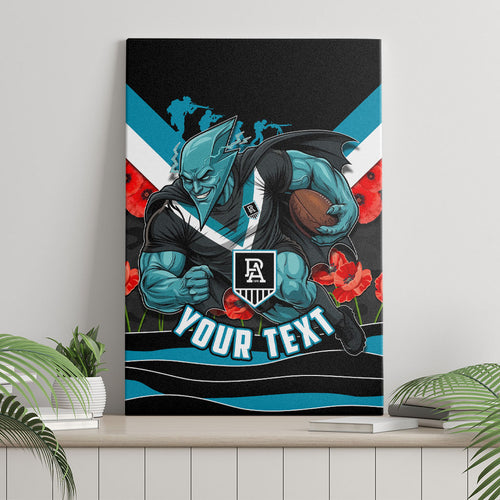 Personalised Port Adelaide Power ANZAC Canvas Wall Art Military Remembrance Australian Football Mascot Camouflage