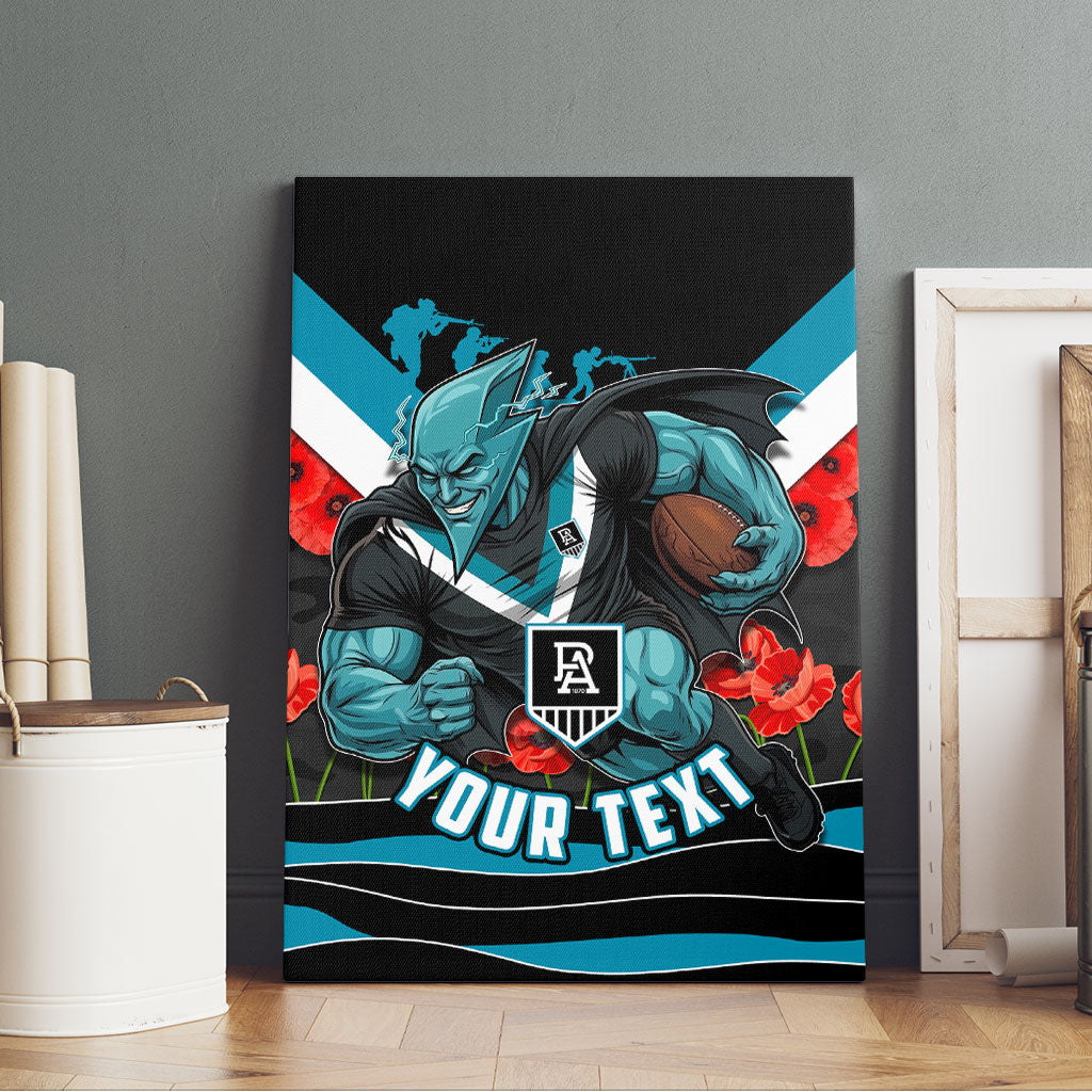 Personalised Port Adelaide Power ANZAC Canvas Wall Art Military Remembrance Australian Football Mascot Camouflage