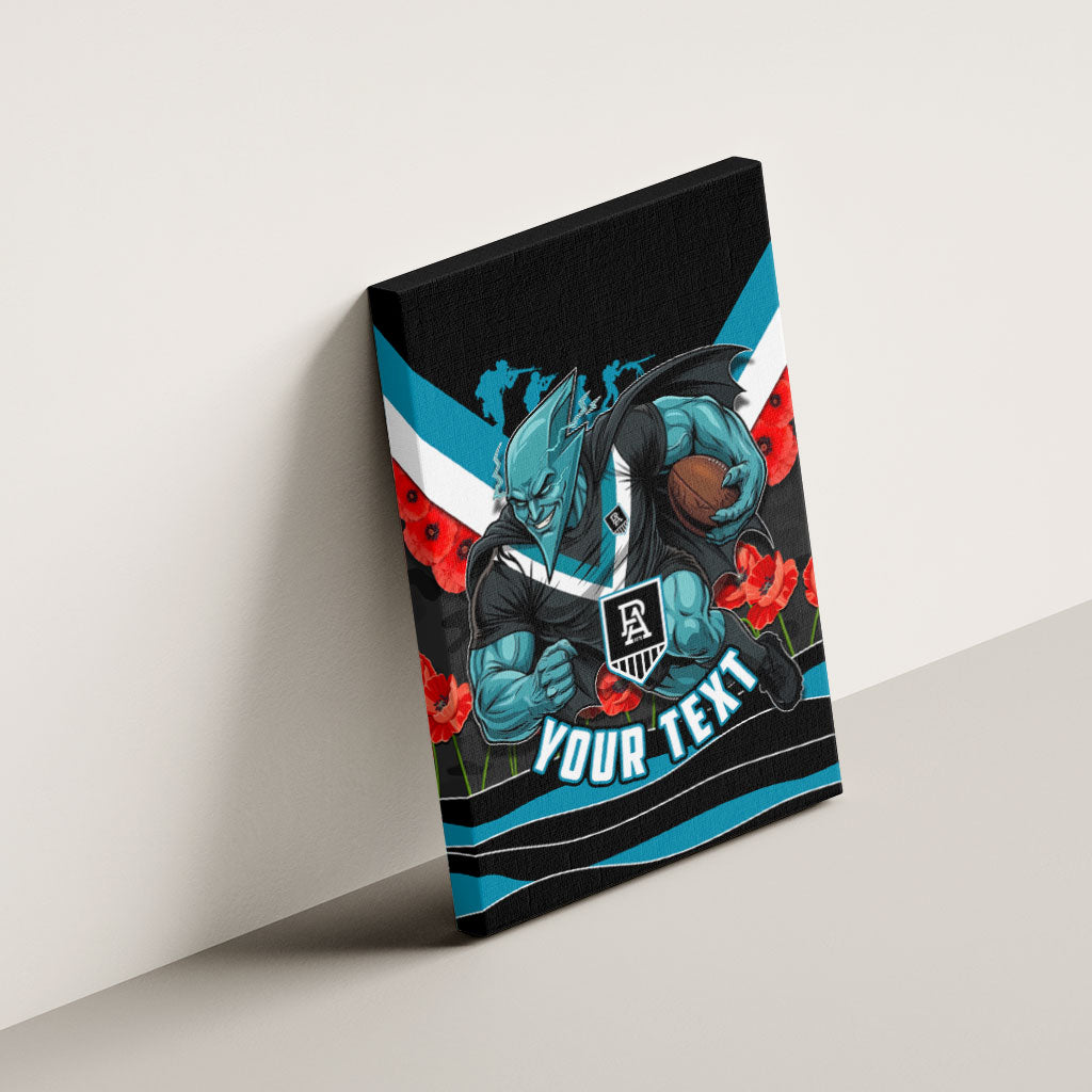 Personalised Port Adelaide Power ANZAC Canvas Wall Art Military Remembrance Australian Football Mascot Camouflage
