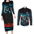 Personalised Port Adelaide Power ANZAC Couples Matching Long Sleeve Bodycon Dress and Long Sleeve Button Shirt Military Remembrance Australian Football Mascot Camouflage