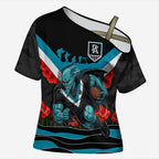 Personalised Port Adelaide Power ANZAC Cross Shoulder Shirt Military Remembrance Australian Football Mascot Camouflage