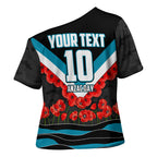 Personalised Port Adelaide Power ANZAC Cross Shoulder Shirt Military Remembrance Australian Football Mascot Camouflage