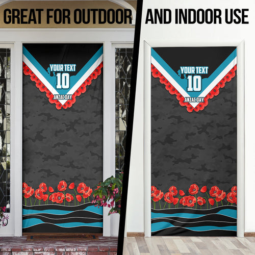 Personalised Port Adelaide Power ANZAC Door Cover Military Remembrance Australian Football Mascot Camouflage