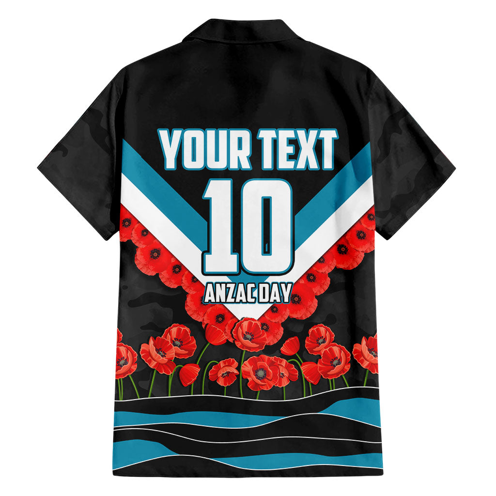 Personalised Port Adelaide Power ANZAC Family Matching Mermaid Dress and Hawaiian Shirt Military Remembrance Australian Football Mascot Camouflage