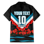 Personalised Port Adelaide Power ANZAC Family Matching Off Shoulder Short Dress and Hawaiian Shirt Military Remembrance Australian Football Mascot Camouflage