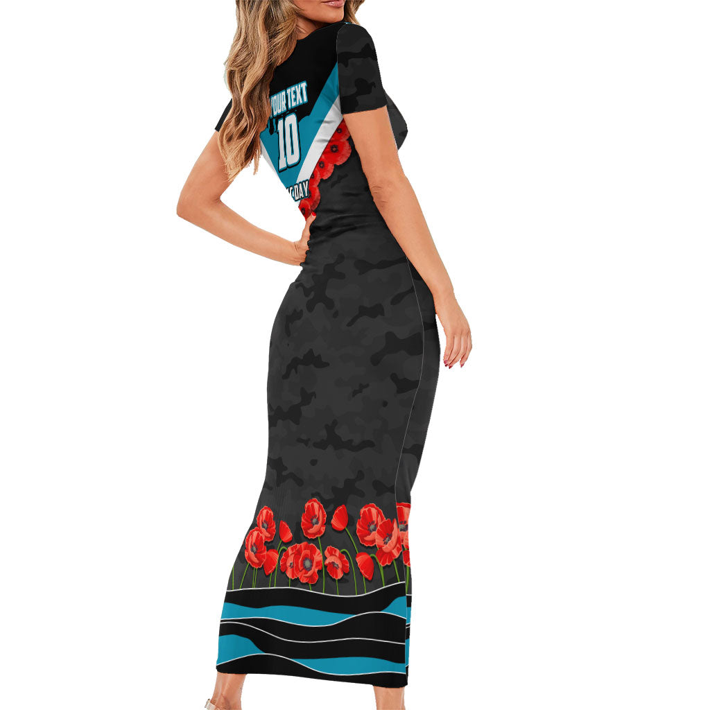 Personalised Port Adelaide Power ANZAC Family Matching Short Sleeve Bodycon Dress and Hawaiian Shirt Military Remembrance Australian Football Mascot Camouflage