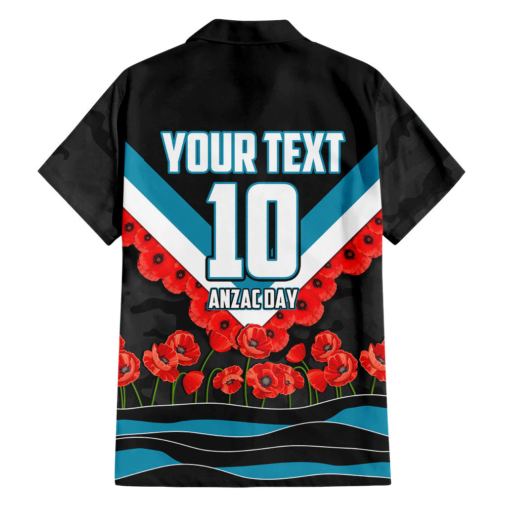 Personalised Port Adelaide Power ANZAC Family Matching Summer Maxi Dress and Hawaiian Shirt Military Remembrance Australian Football Mascot Camouflage