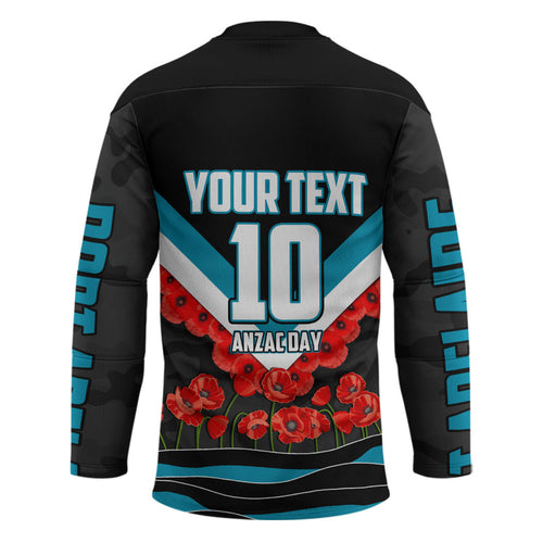 Personalised Port Adelaide Power ANZAC Hockey Jersey Military Remembrance Australian Football Mascot Camouflage