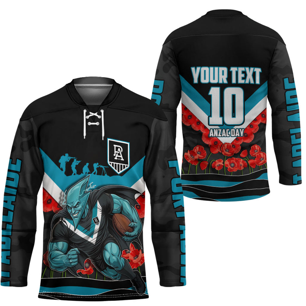 Personalised Port Adelaide Power ANZAC Hockey Jersey Military Remembrance Australian Football Mascot Camouflage