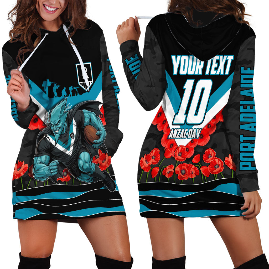 Personalised Port Adelaide Power ANZAC Hoodie Dress Military Remembrance Australian Football Mascot Camouflage
