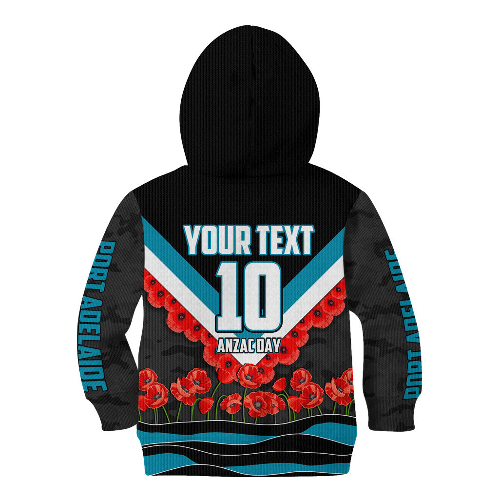 Personalised Port Adelaide Power ANZAC Kid Hoodie Military Remembrance Australian Football Mascot Camouflage