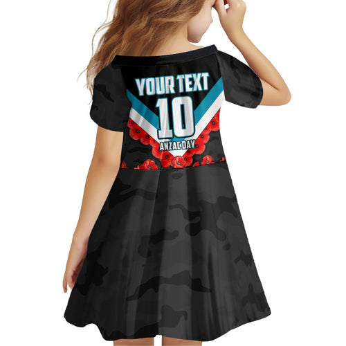 Personalised Port Adelaide Power ANZAC Kid Short Sleeve Dress Military Remembrance Australian Football Mascot Camouflage